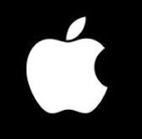 an apple logo on a black background