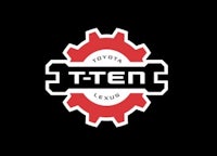 t - ten logo on a black background