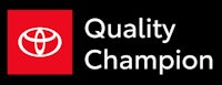 a toyota quality champion logo on a black background