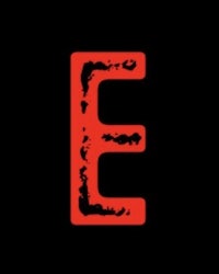 the letter e on a black background