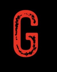 the letter g on a black background