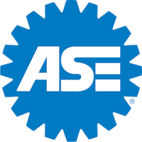 the ase logo on a blue background