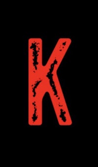 the letter k on a black background