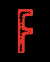 the letter f on a black background