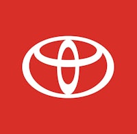 a toyota logo on a red background