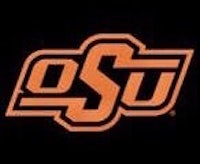 the oklahoma state university logo on a black background