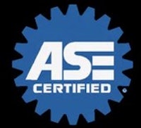 the ase certified logo on a black background