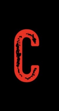 the letter c on a black background