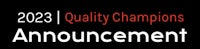 a black background with the words quality champions announcement